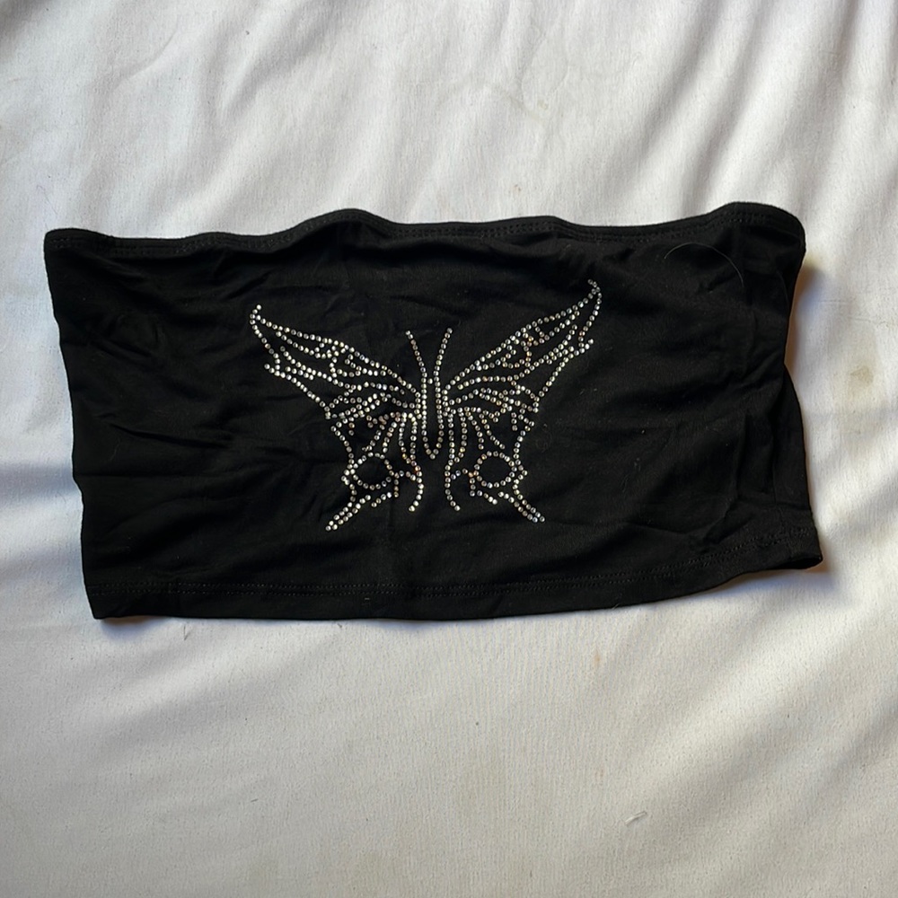 Black Butterfly Tube Top
